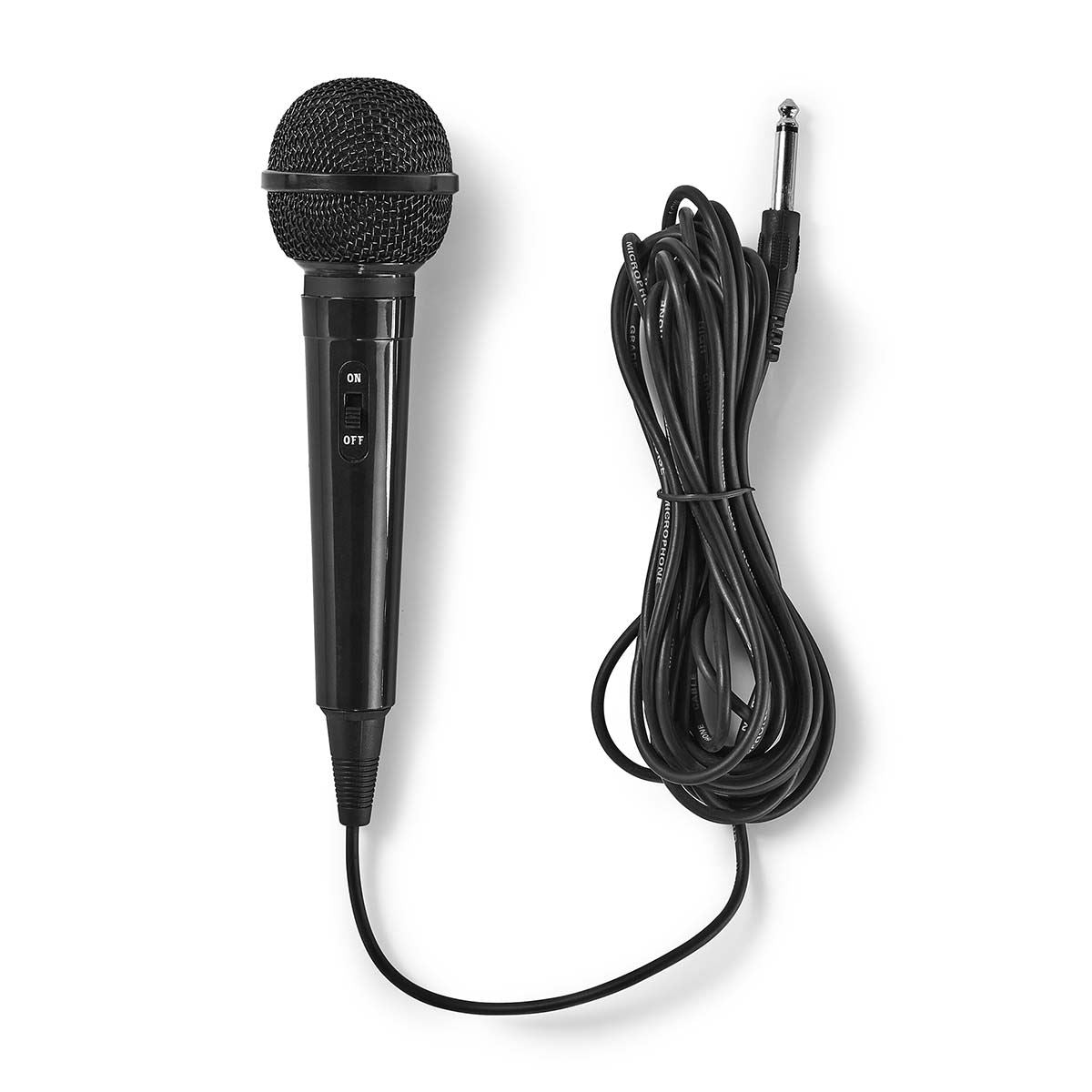 Nedis Wired Microphone | Cardioid | Fixed Cable | 5.00 m | 80 Hz - 12 kHz | 600 Ohm | -75 dB | On/Off switch | ABS | Black