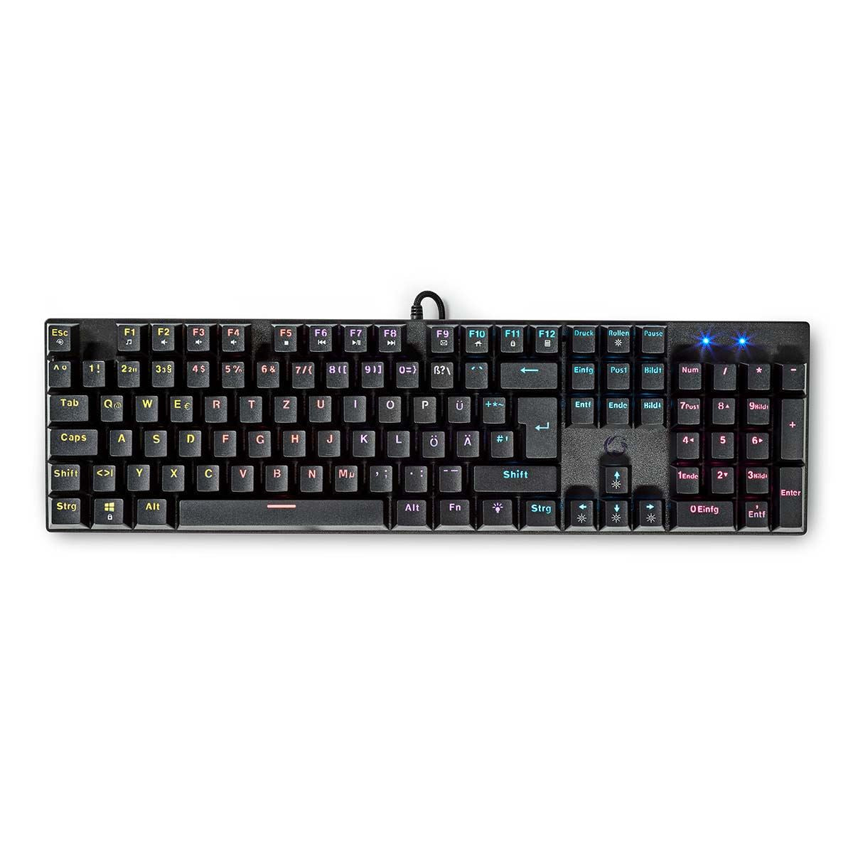 Nedis Wired Gaming Keyboard | USB Type-A | Mechanical Keys | LED | German | DE Layout | USB Powered | Power cable length: 1.50 m | Gaming