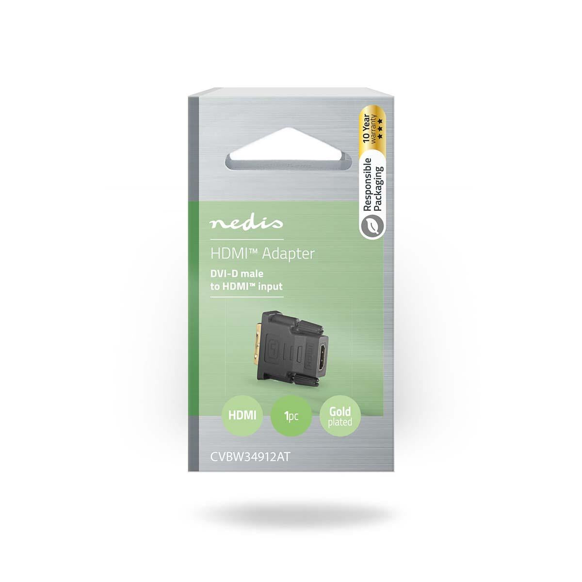 Nedis CVBW34912AT | HDMI™ Adapter | HDMI™ Output | DVI-D 24+1-Pin Male | Gold Plated | Straight | PVC | Anthracite | 1 pcs | Window Box
