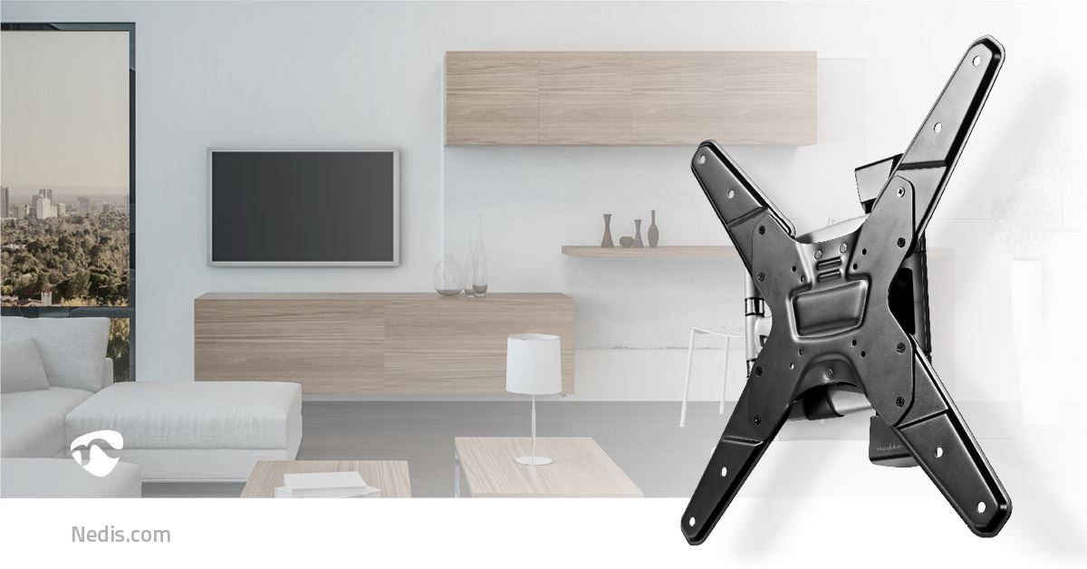 Nedis Full Motion TV Wall Mount | 23 - 55 " | Maximum supported screen weight: 30 kg | Tiltable | Rotatable | Minimum wall distance: 48 mm | Maximum wall distance: 410 mm | 3 Pivot point(s) | Steel | Black