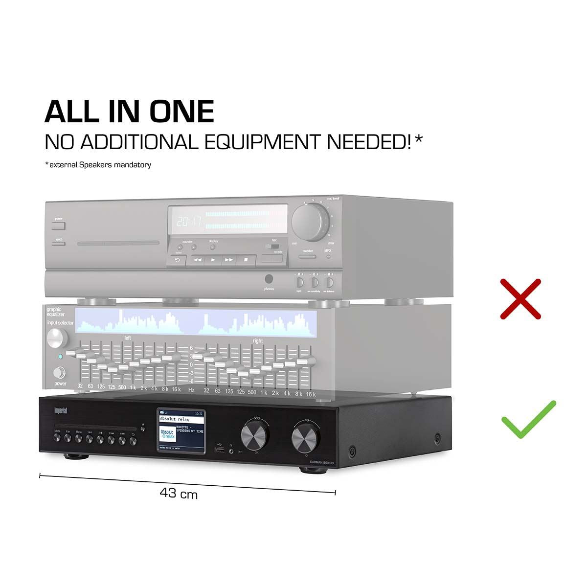 Imperial DABMAN i560 CD All-in-one HiFi System with Amplifier and CD Player DAB+ / FM / Internet / Bluetooth Black
