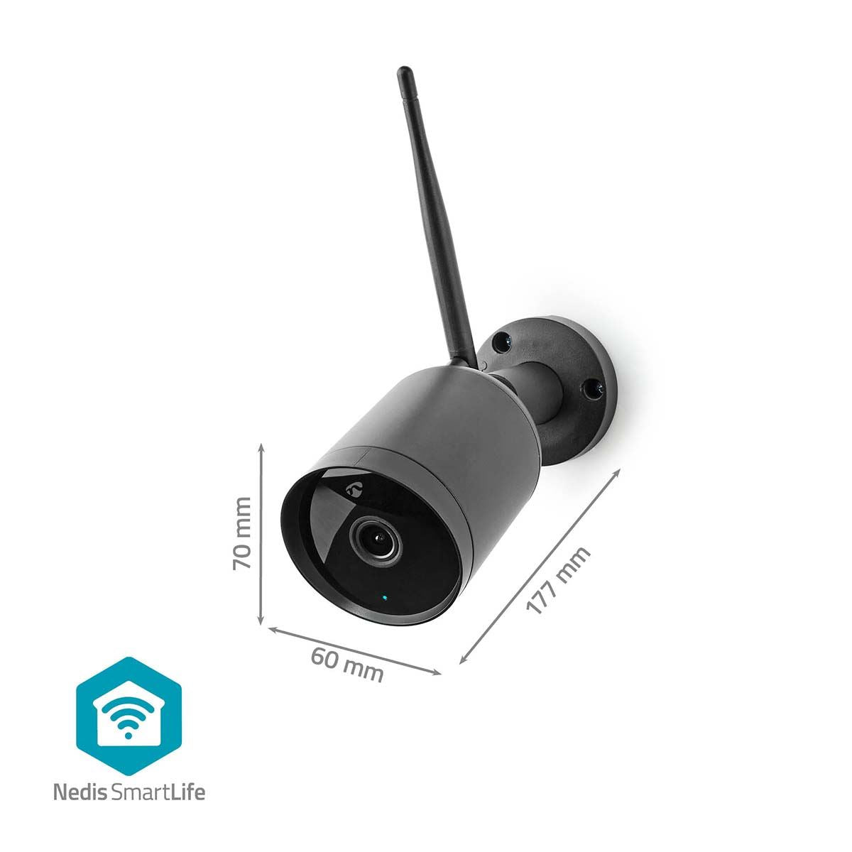 Nedis SmartLife Outdoor Camera | Wi-Fi | Full HD 1080p | IP65 | Cloud Storage (optional) / microSD (not included) | 12 V DC | With motion sensor | Night vision | Black