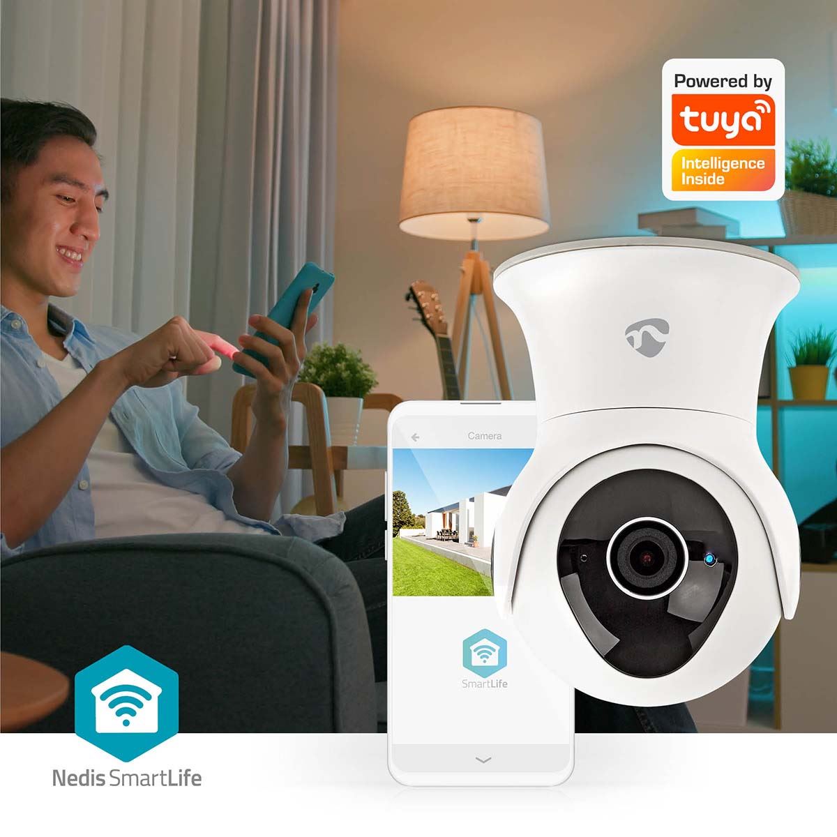 Nedis SmartLife Outdoor Camera | Wi-Fi | Full HD 1080p | Pan tilt | IP65 | Cloud Storage (optional) / Internal 16GB | 12 V DC | With motion sensor | Night vision | White