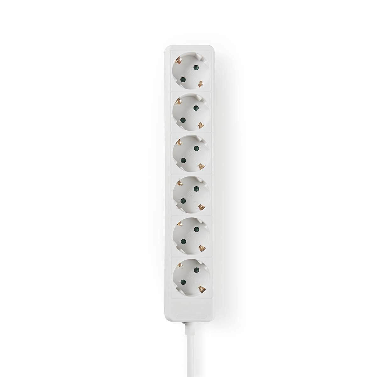 Nedis Extension Socket | Type F (CEE 7/7) | 6-Way | 1.50 m | 3680 W | 16 A | Kind of grounding: Side Contacts | 230 V AC 50/60 Hz | Socket angle: 45 ° | H05VV-F 3G1.5mm² | White