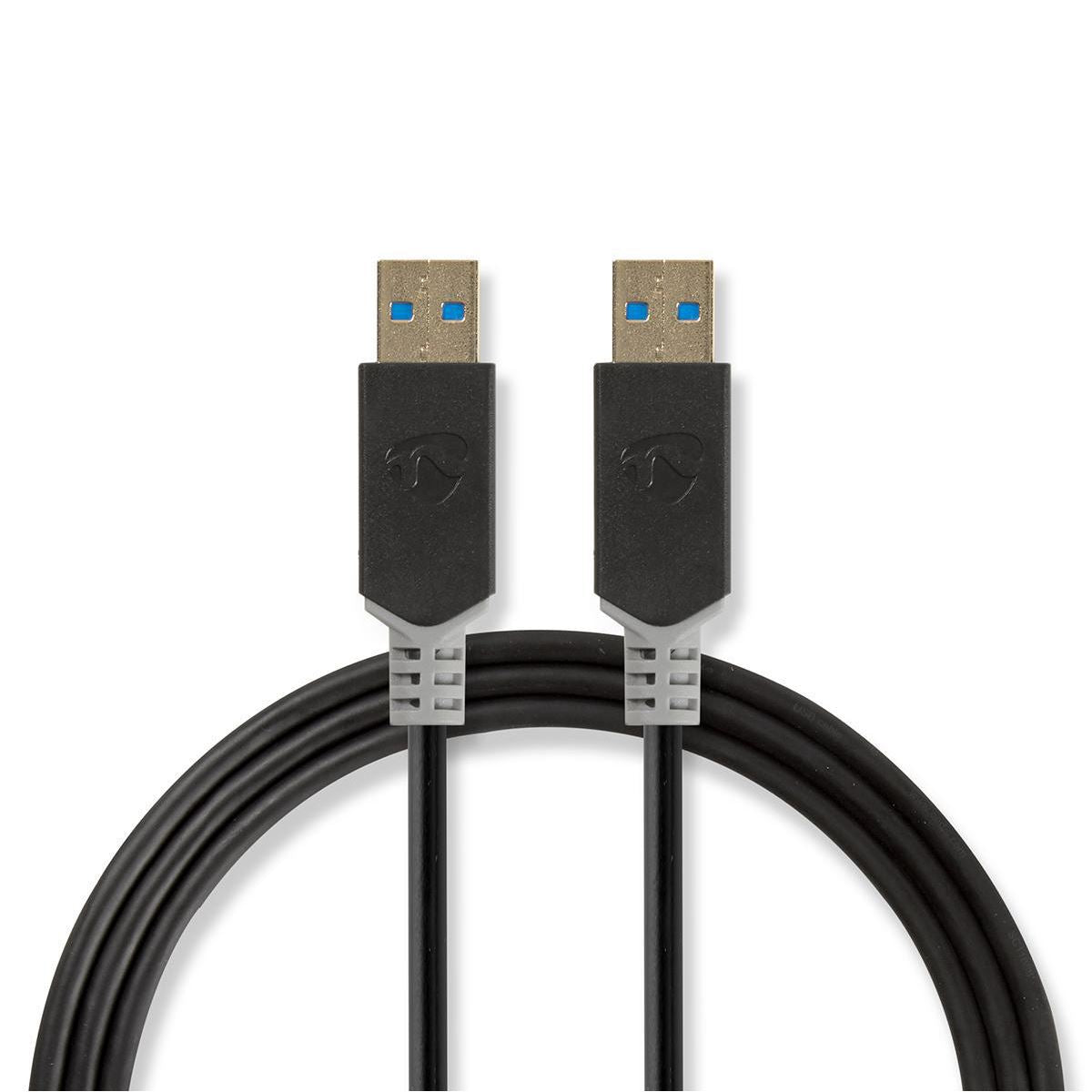 Nedis USB Cable | USB 3.2 Gen 1 | USB-A Male | USB-A Male | 5 Gbps | Gold Plated | 2.00 m | Round | PVC | Anthracite | Box