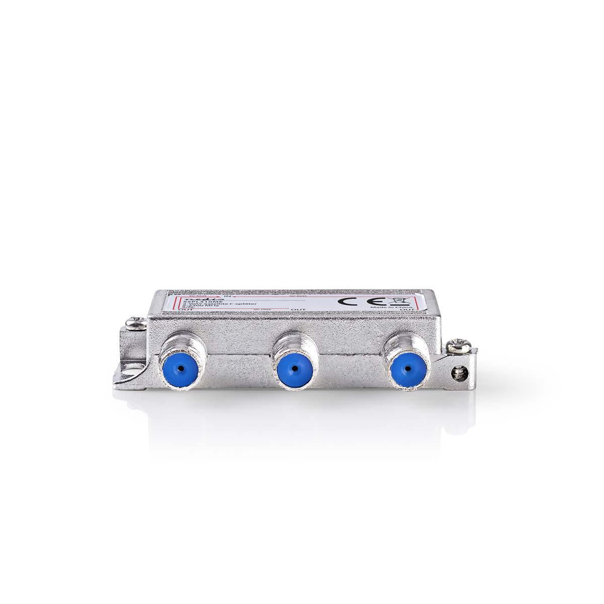 Nedis Satellite Splitter | 5 - 2400 MHz | 10.5 dB | Number of inputs: 1 | Number of outputs: 3 | Impedance: 75 Ohm | Zinc | Silver