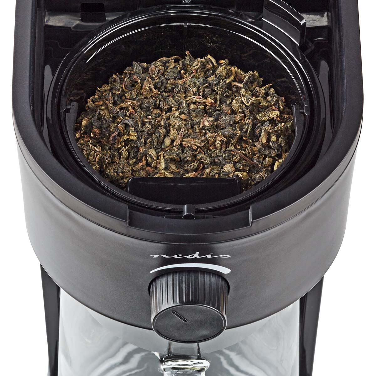 Nedis Ice Tea and Iced Coffee Maker - Hot & Cold Brewing with 2.5L Pitcher, 700W Power, Adjustable Strength Dial, Pod-Free Brewing, Dishwasher-Safe, Black