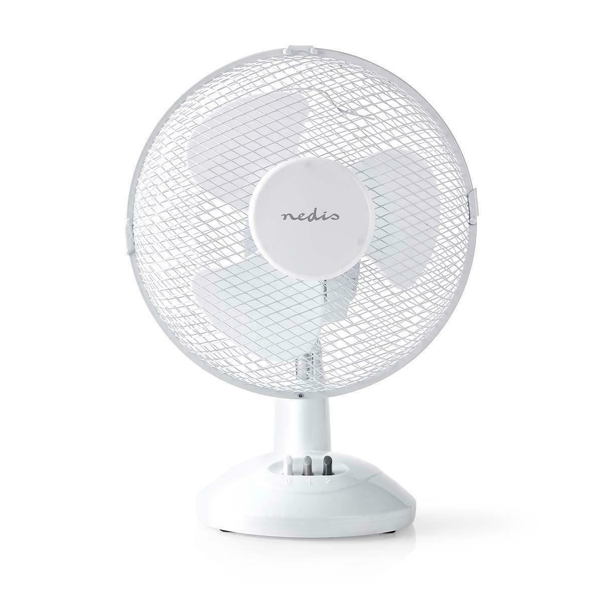 Nedis Table Fan | Mains Powered | Diameter: 230 mm | 22 W | Oscillation | 2-Speed | White