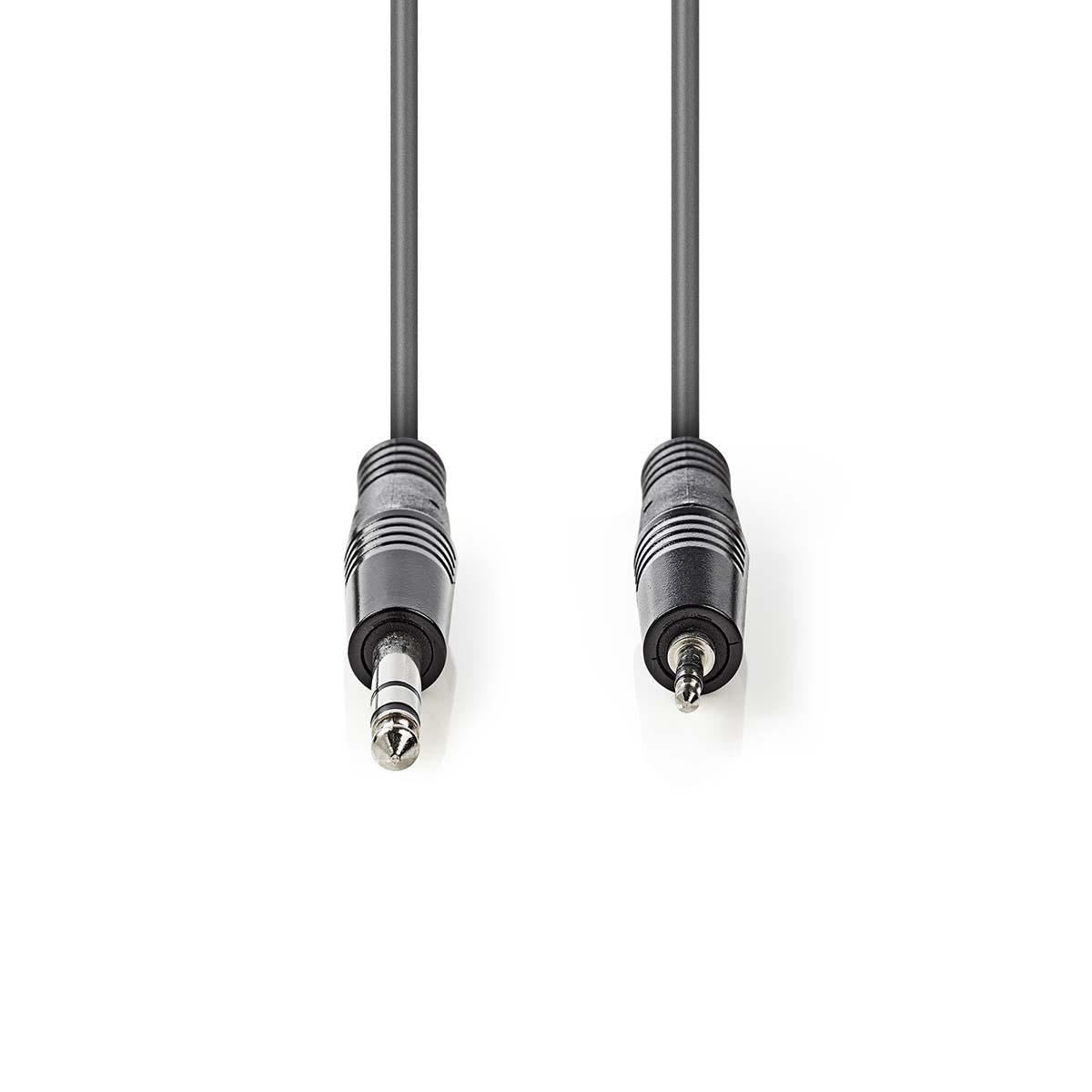Nedis COTH23205GY15 | Stereo Audio Cable | 6.35 mm Male | 3.5 mm Male | Nickel Plated | 1.50 m | Round | Dark Grey | Carton Sleeve