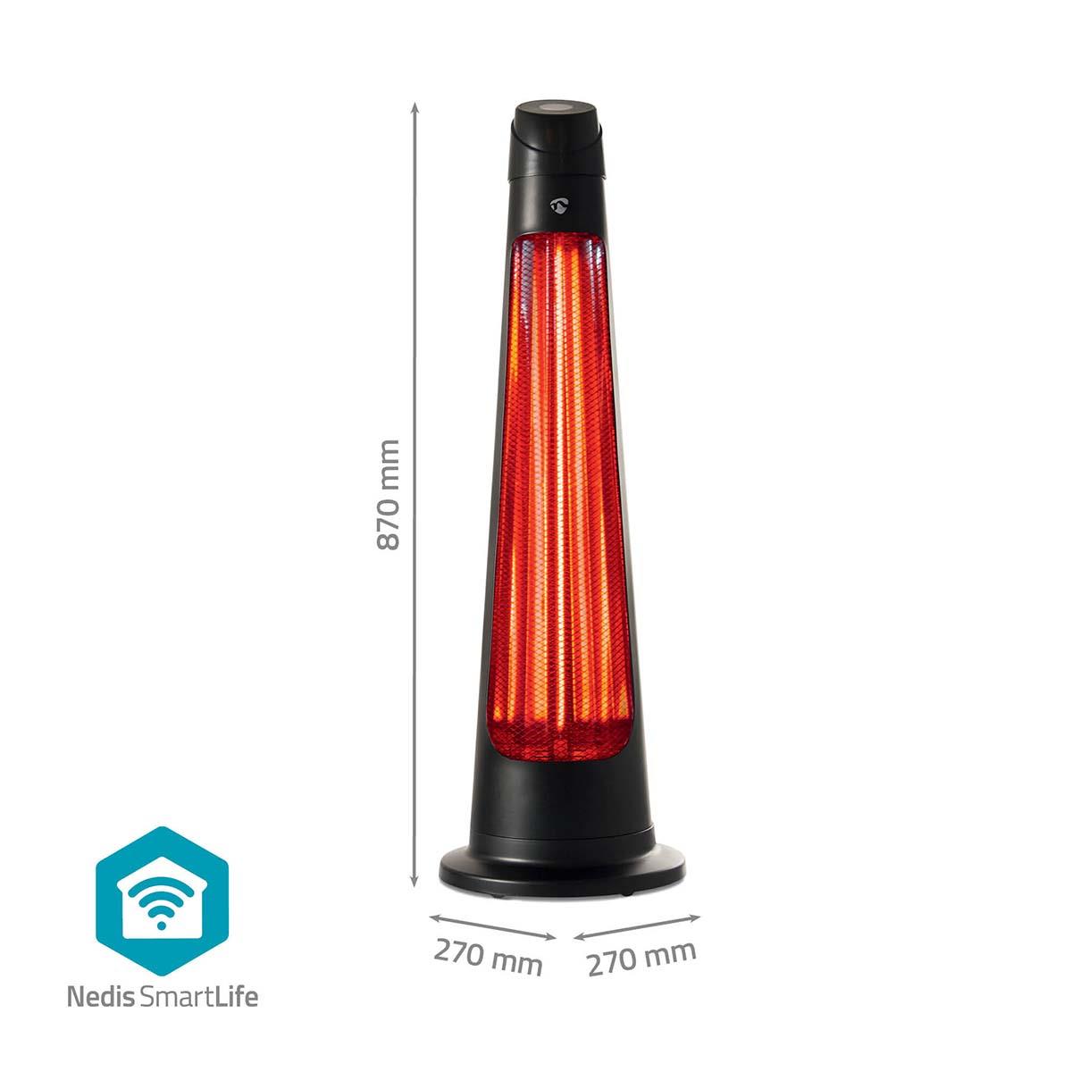 Nedis SmartLife Patio Heater | Wi-Fi | 1200 W | 2 Heat Settings | Oscillation | Fall over protection | IP24 | Black