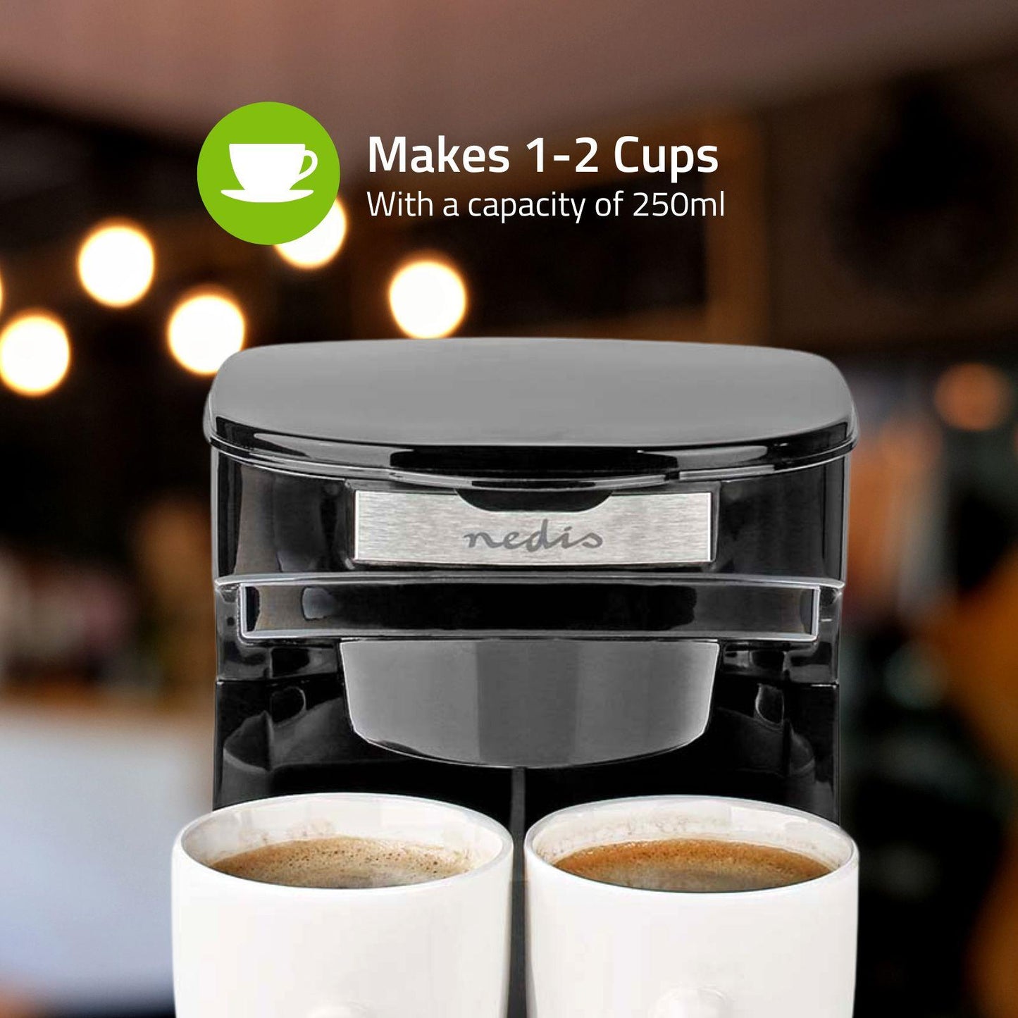 Nedis Coffee Maker | Filter Coffee | 0.25 l | 2 Cups | Black