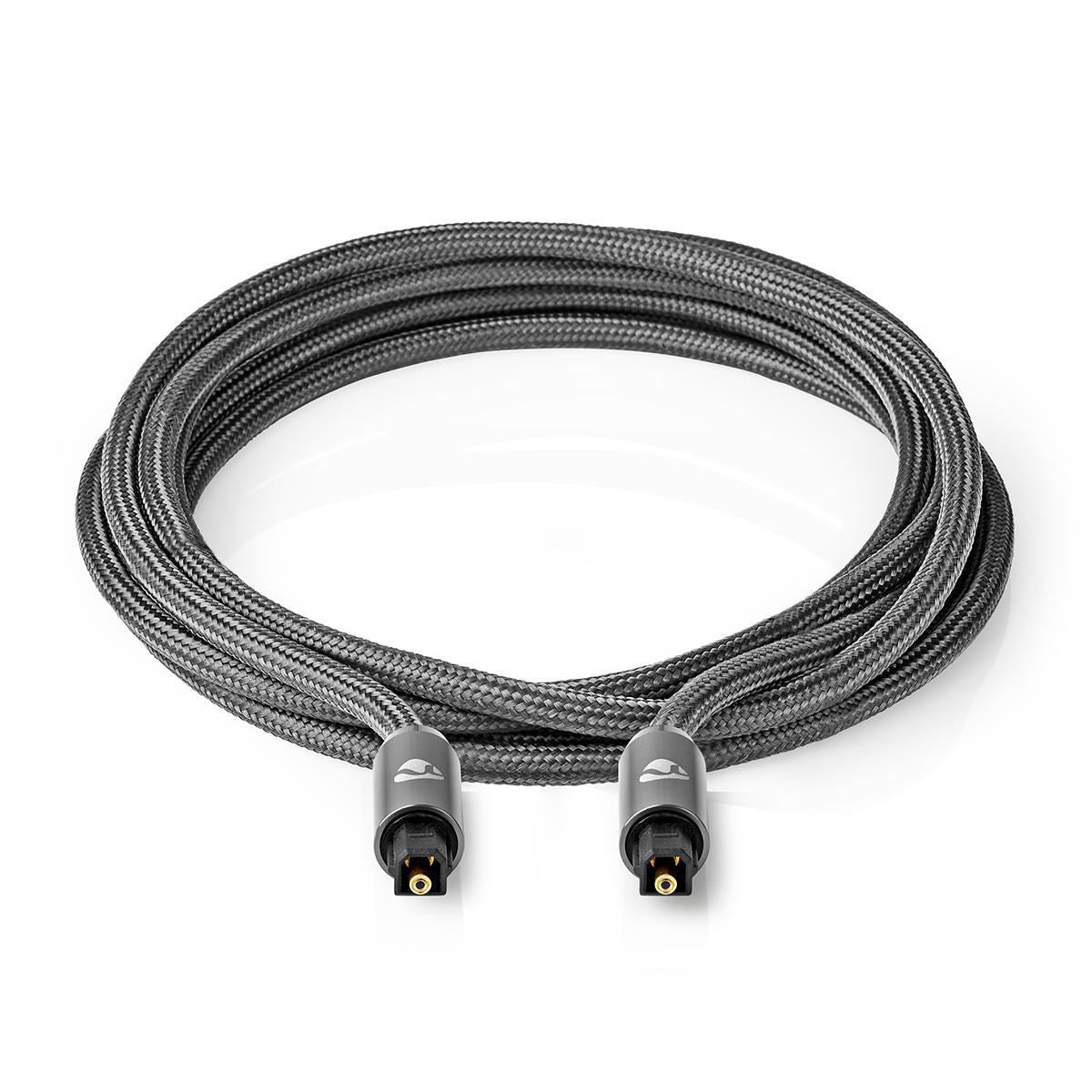 Nedis Optical Audio Cable | TosLink Male | TosLink Male | 2.00 m | Round | Cotton | Gun Metal Grey | Cover Window Box