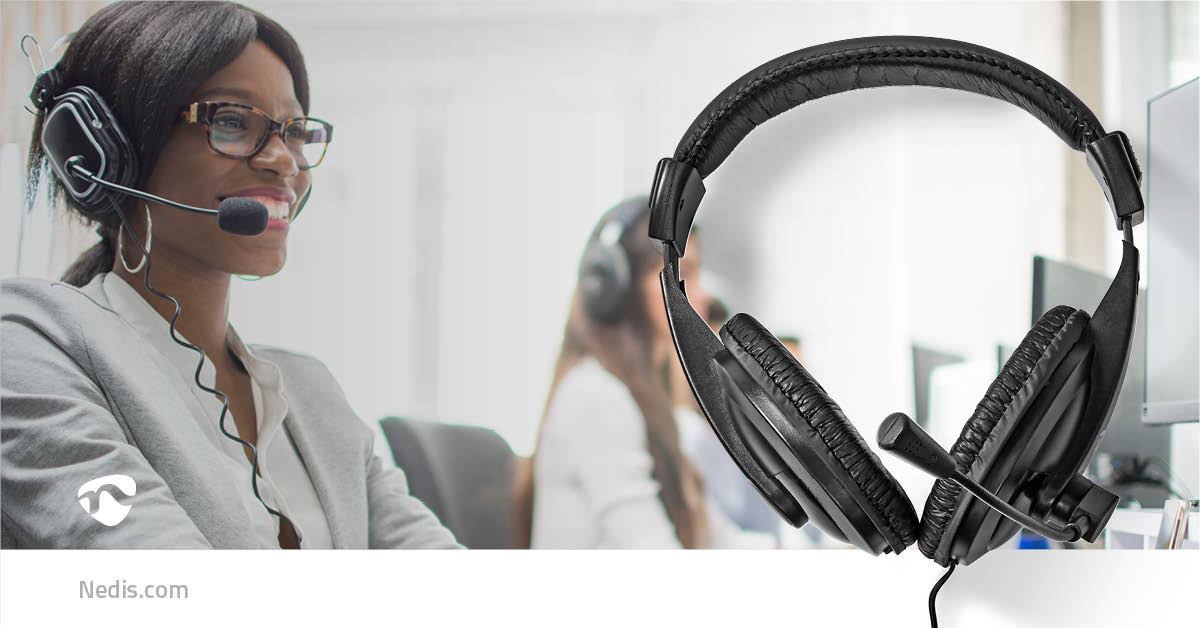 Nedis PC Headset | Over-Ear | Stereo | 1x 3.5 mm / 2x 3.5 mm | Fold-Away Microphone | Black