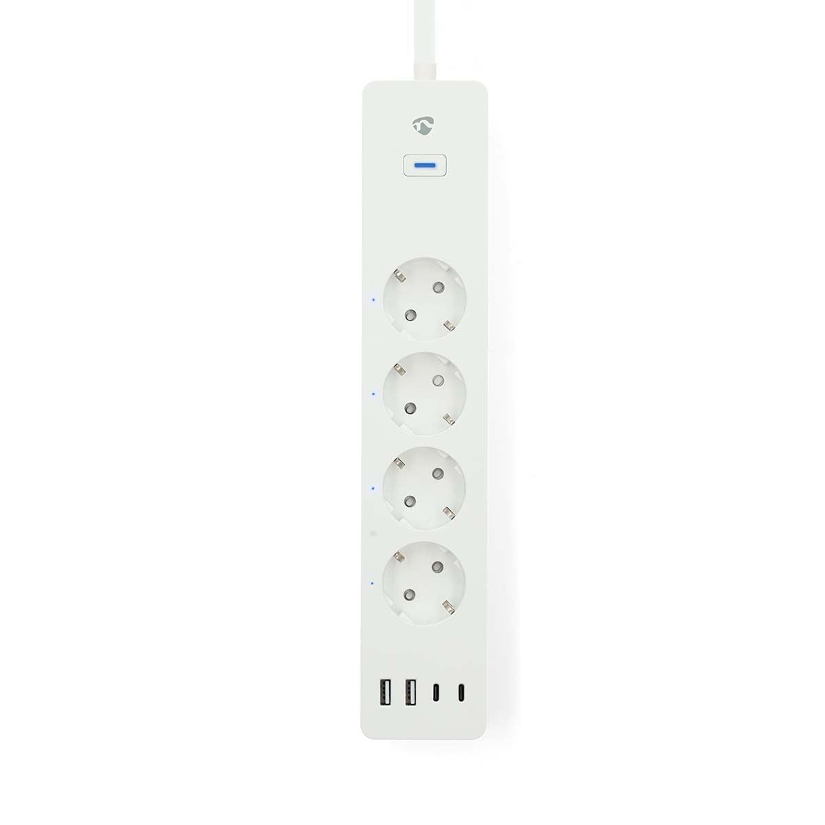 Nedis SmartLife Power Strip | Wi-Fi | 2x USB-A / 2x USB-C™ / 4x plug with earth contact (CEE 7/3) | 16 A | 3680 W | 2.00 m | 0 - 55 °C | Android™ / IOS | White