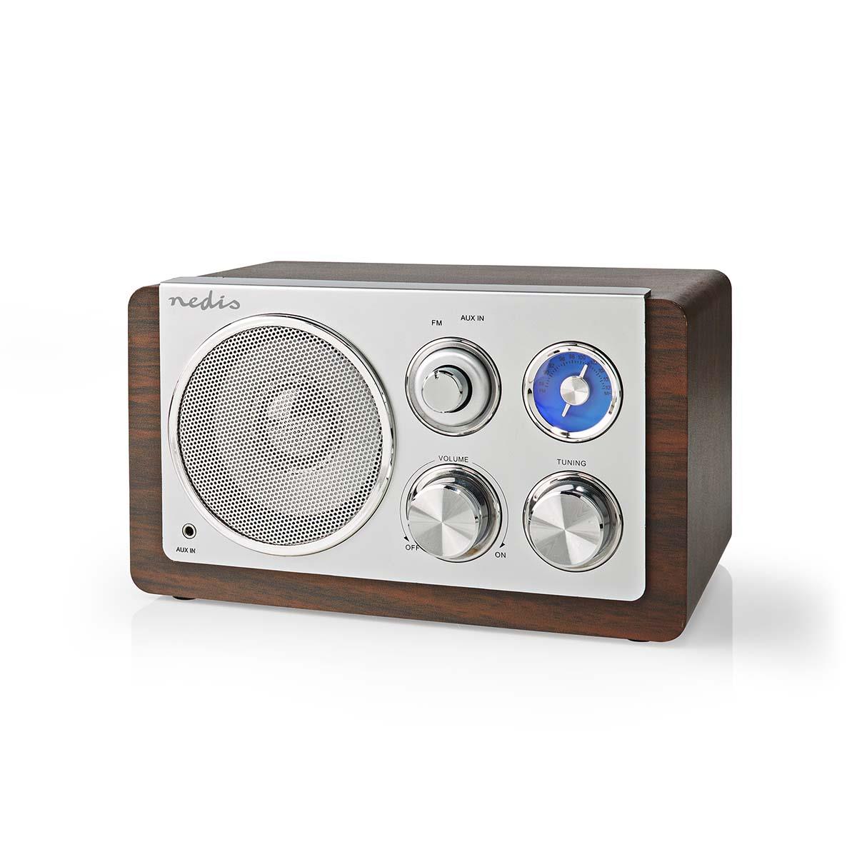 Nedis FM Radio | Table Design | FM | Mains Powered | Analogue | 15 W | IP20 | Brown