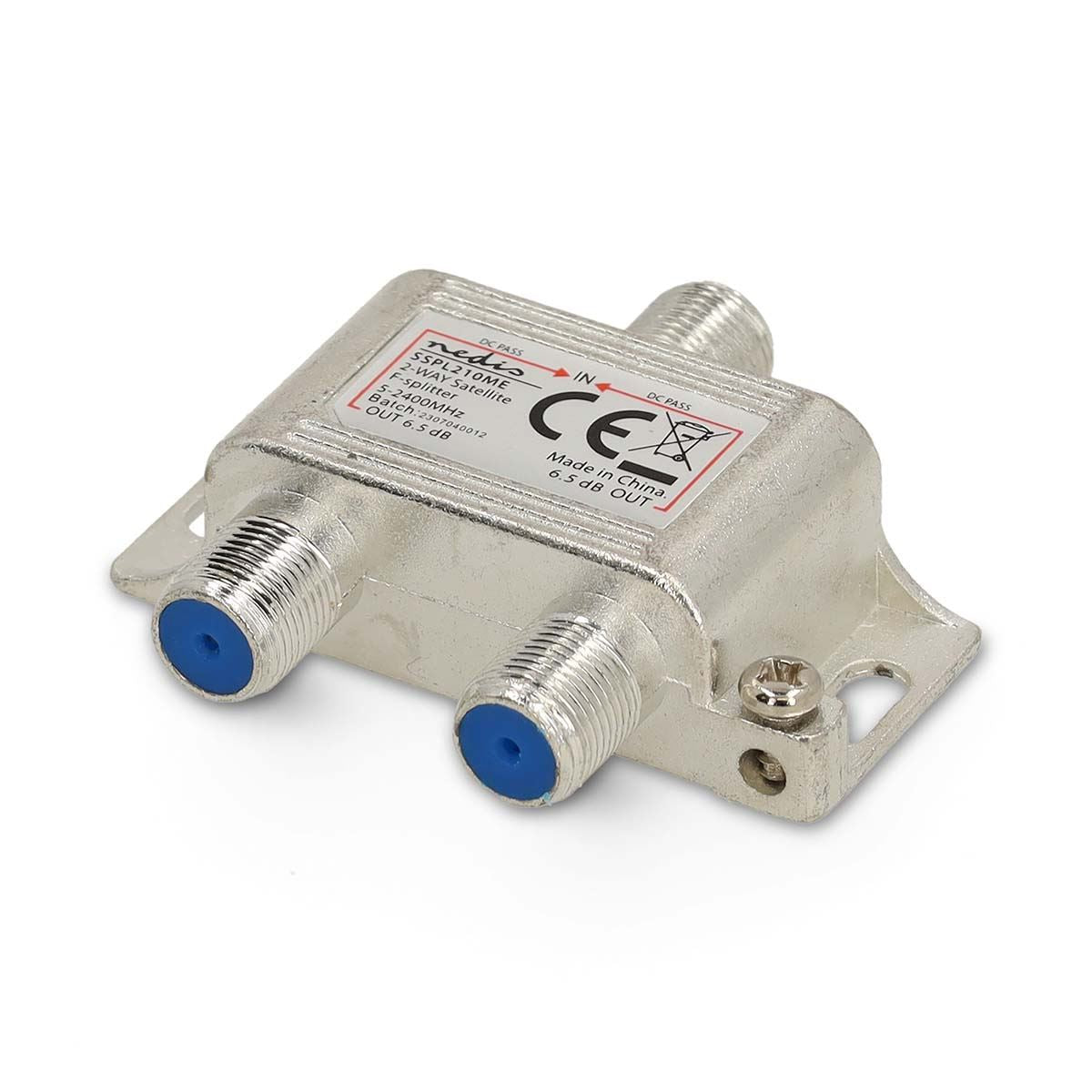 Nedis Satellite Splitter | 5 - 2400 MHz | 6.5 dB | Number of inputs: 1 | Number of outputs: 2 | Impedance: 75 Ohm | Zinc | Silver