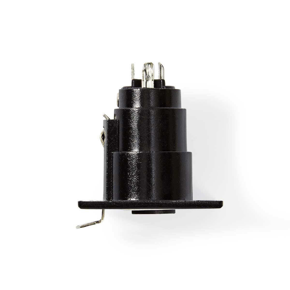 Nedis XLR Connector | Straight | Female | Nickel Plated | Chassis | Cable input diameter: 5.0 mm | Metal | Black | 1 pcs | Polybag