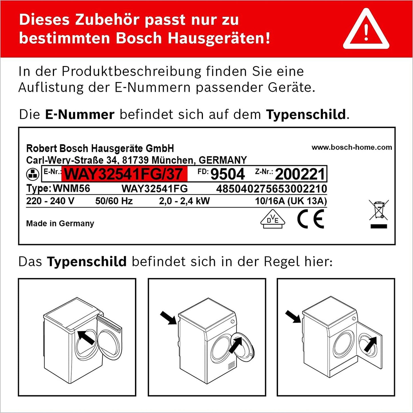Bosch Adapter for tumble dryer and washing machine