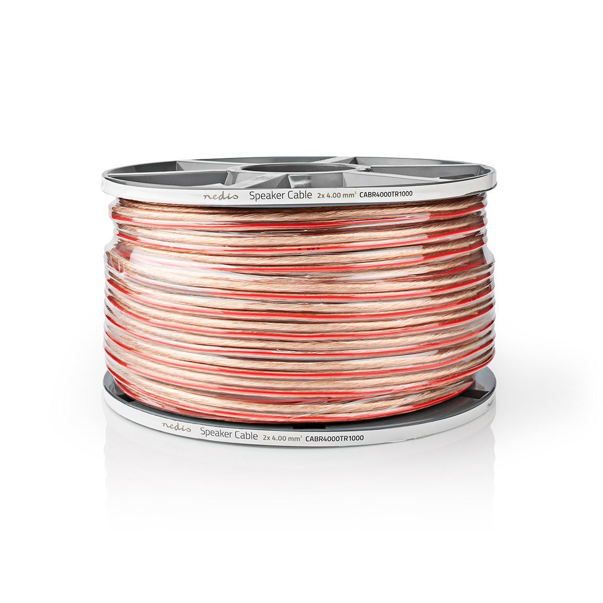 Nedis Speaker Cable | 2 x 4.00 mm² | Copper | 100.0 m | Round | PVC | Transparent | Reel