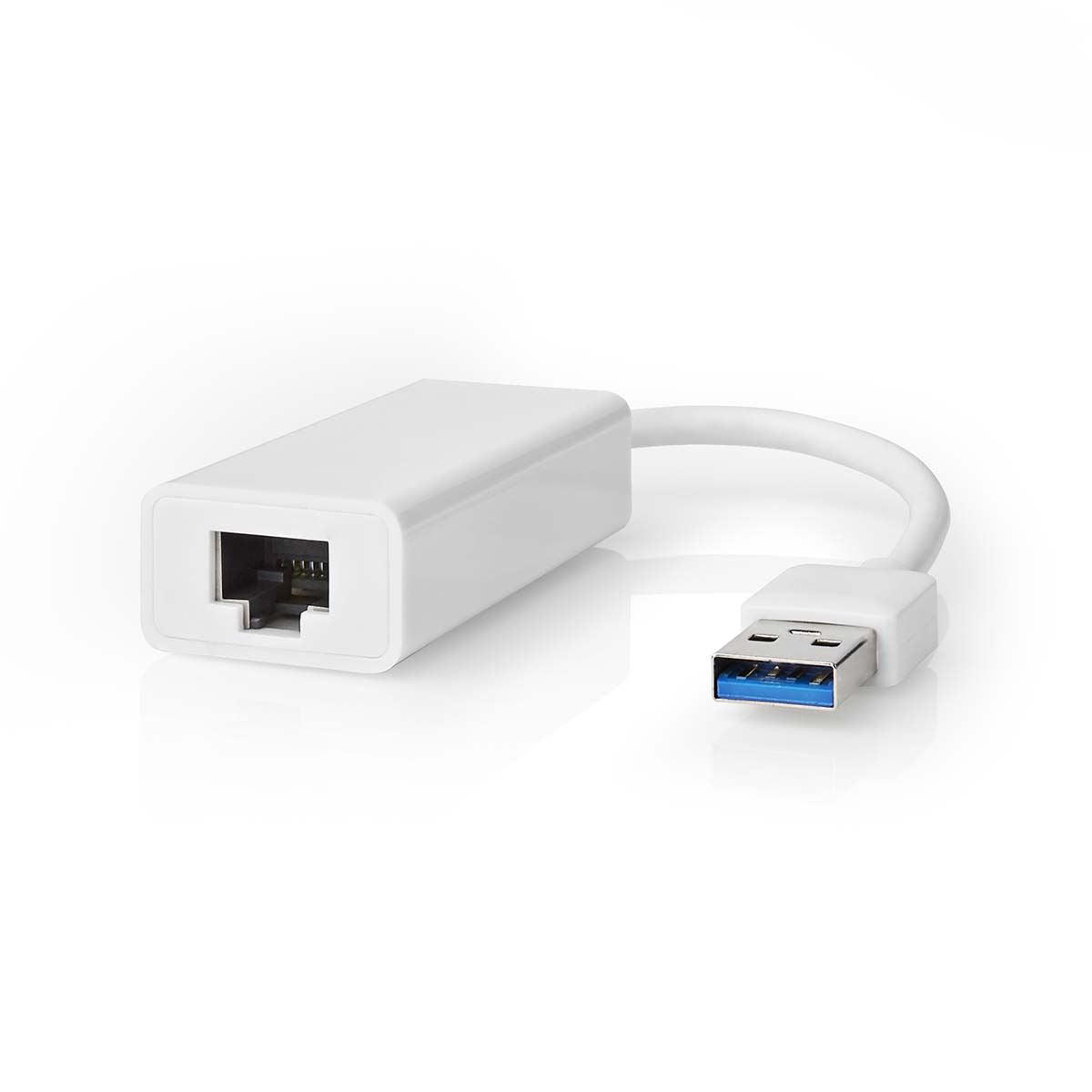 Nedis USB Network Adapter | USB 3.2 Gen 1 | 1 Gbps | USB-A Male | RJ45 Female | 0.20 m | Round | Nickel Plated | Bare Copper | White | Box