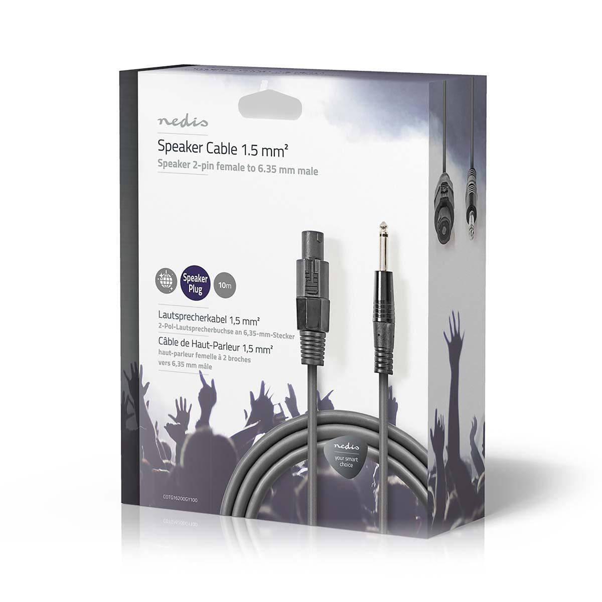 Nedis Speaker Cable | 48 x 0.20 mm | Copper | 10.0 m | Round | PVC | Dark Grey | Gift Box