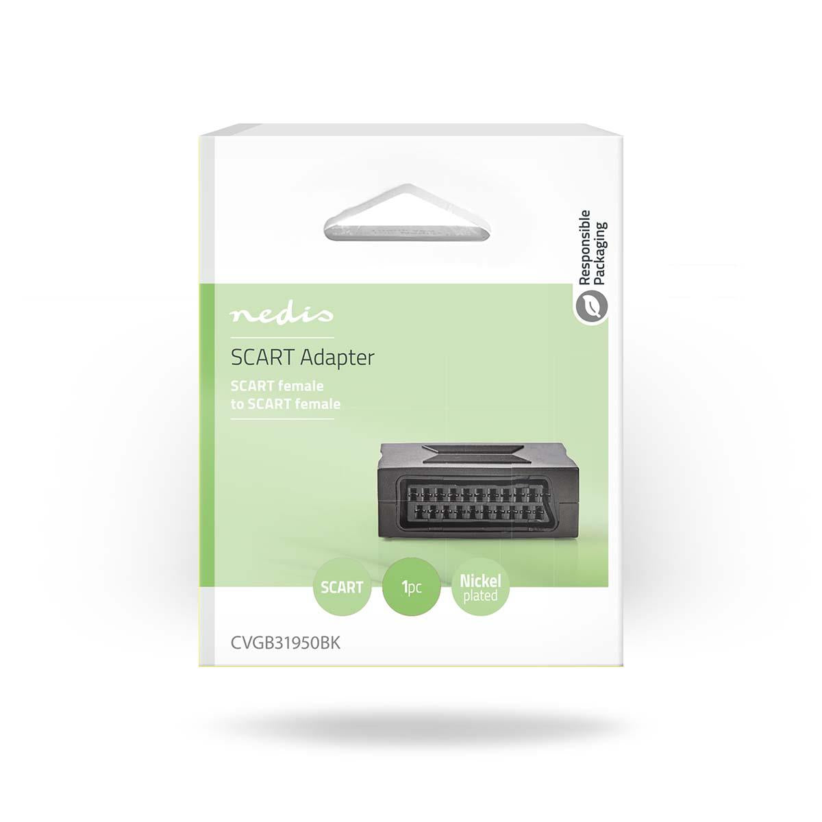 Nedis SCART Adapter | SCART Female | SCART Female | Nickel Plated | Straight | ABS | Black | 1 pcs | Box