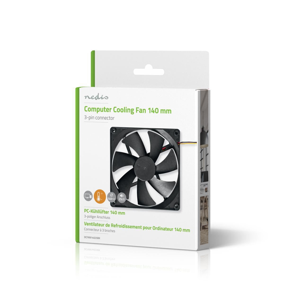 Nedis DC Fan | DC | Fan size: 140 mm | 3-Pin | 24.9 dBA | Black