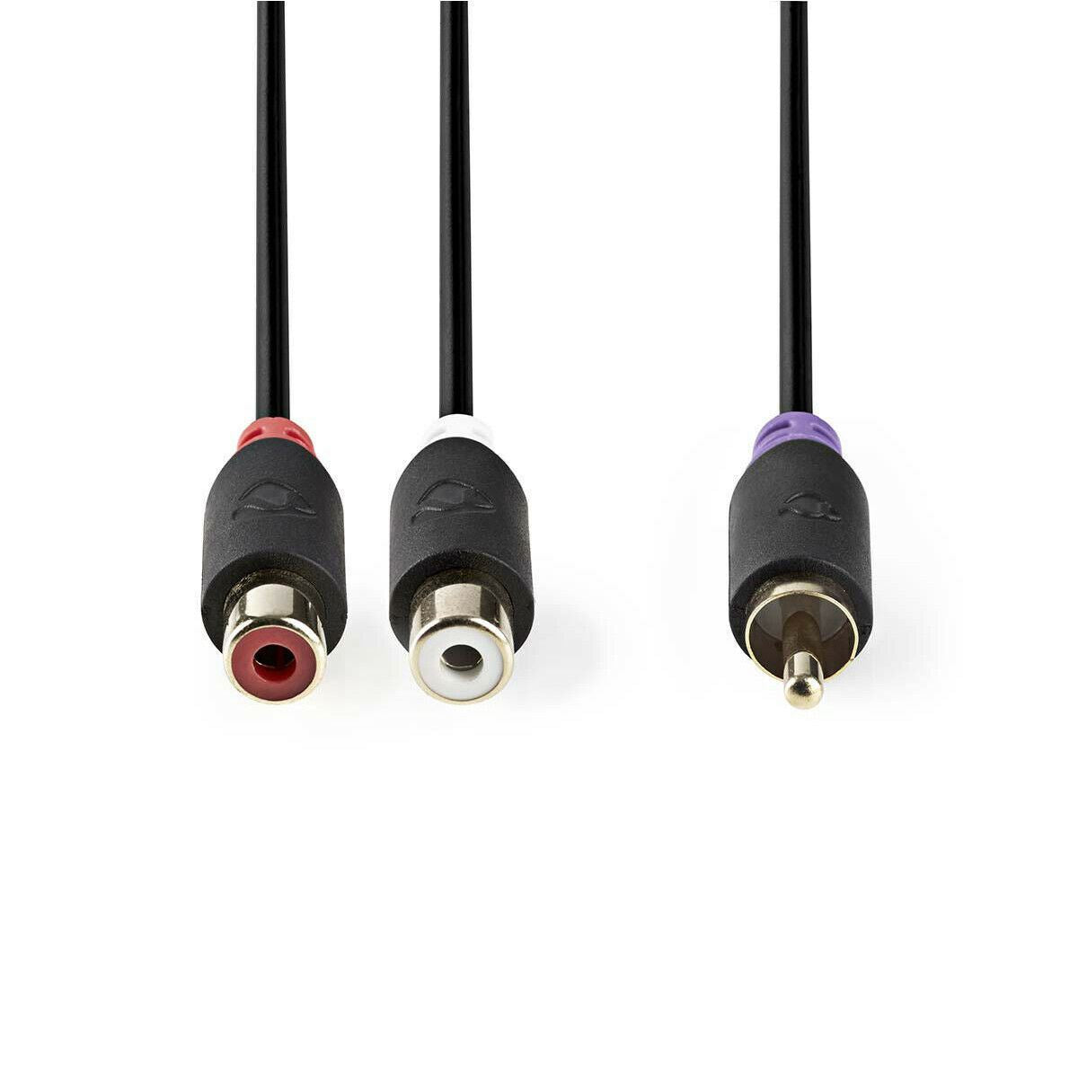 Nedis Subwoofer Cable | RCA Male | 2x RCA Female | Gold Plated | 0.20 m | Round | 4.0 mm | Anthracite | Box