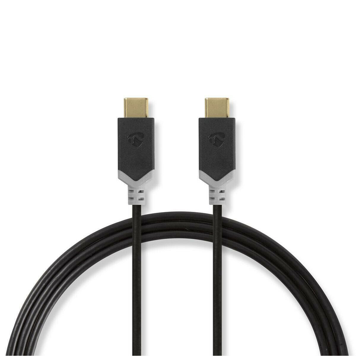 Nedis USB Cable | USB 3.2 Gen 2 | USB-C™ Male | USB-C™ Male | 100 W | 10 Gbps | Gold Plated | 1.00 m | Round | PVC | Anthracite | Window Box
