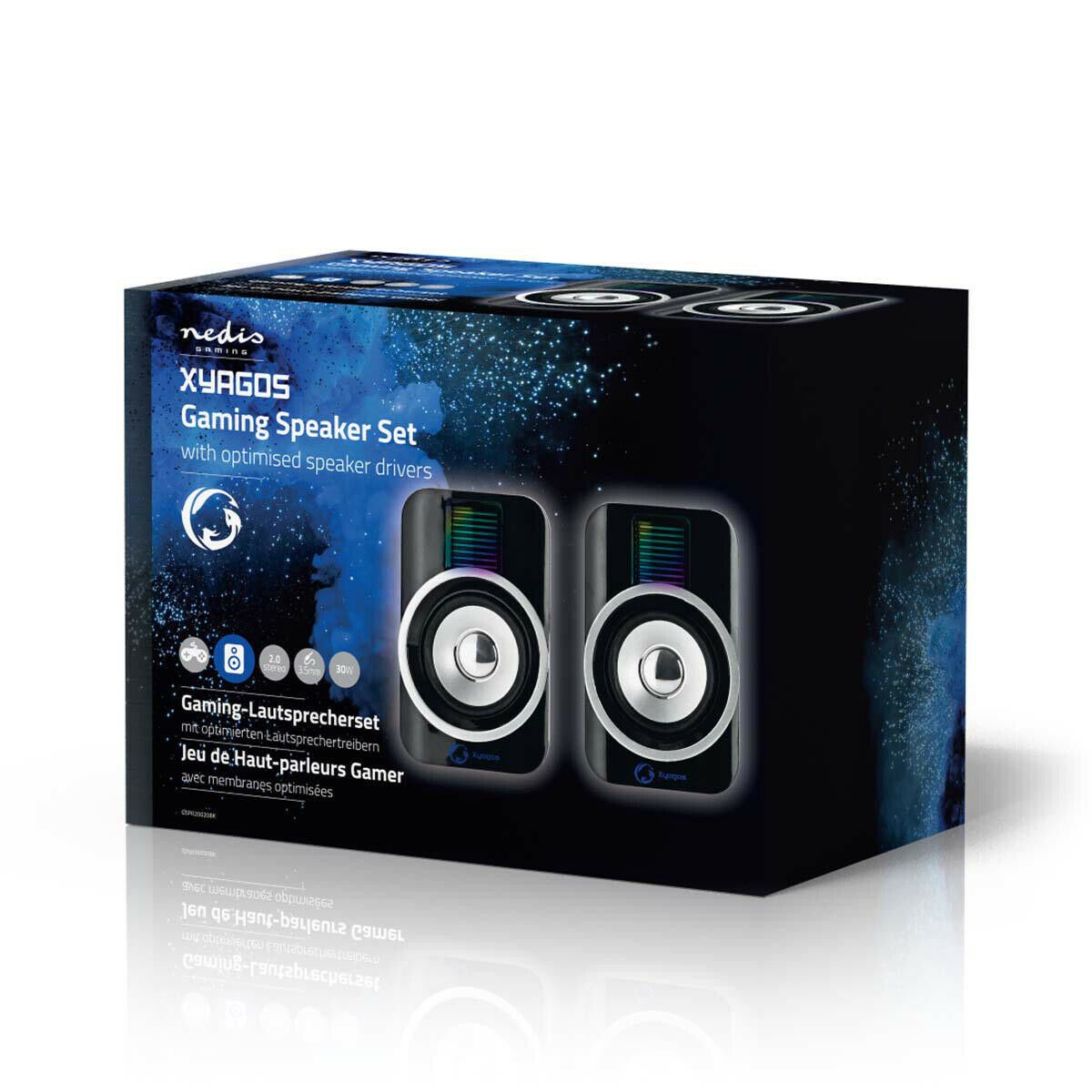 Nedis Gaming Speaker | Speaker channels: 2.0 | USB Powered | 3.5 mm Male | 30 W | RGB | Volume control