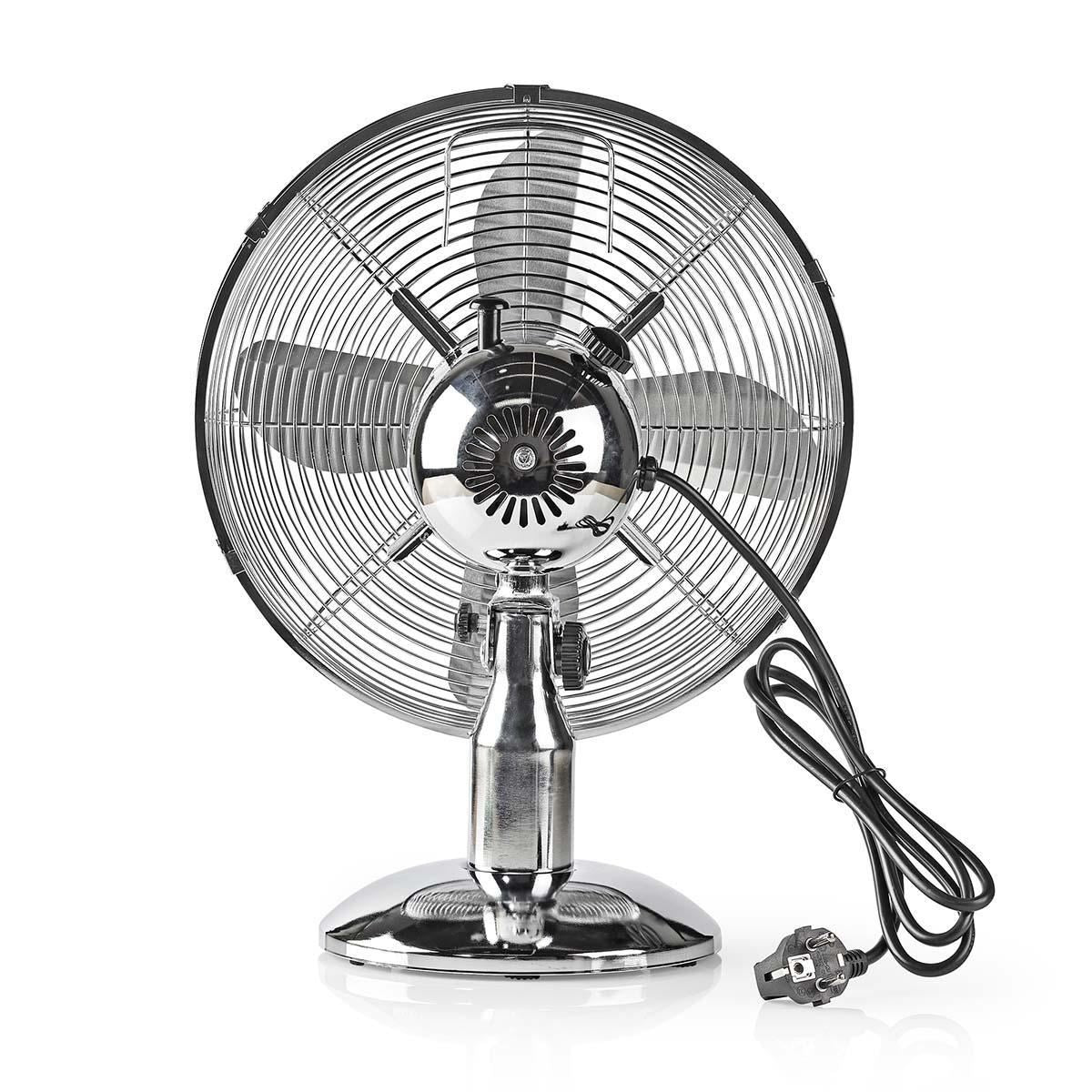 Nedis Table Fan | Mains Powered | Diameter: 300 mm | 35 W | Oscillation | 3-Speed | Chrome