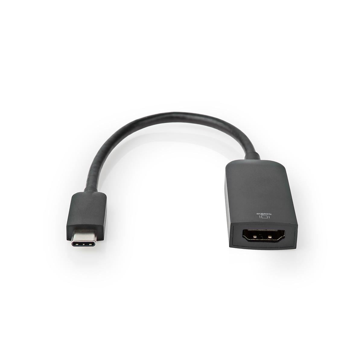 Nedis USB-C™ Adapter | USB 3.2 Gen 1 | USB-C™ Male | HDMI™ Output | 4K@60Hz | 0.20 m | Round | Nickel Plated | PVC | Black | Polybag
