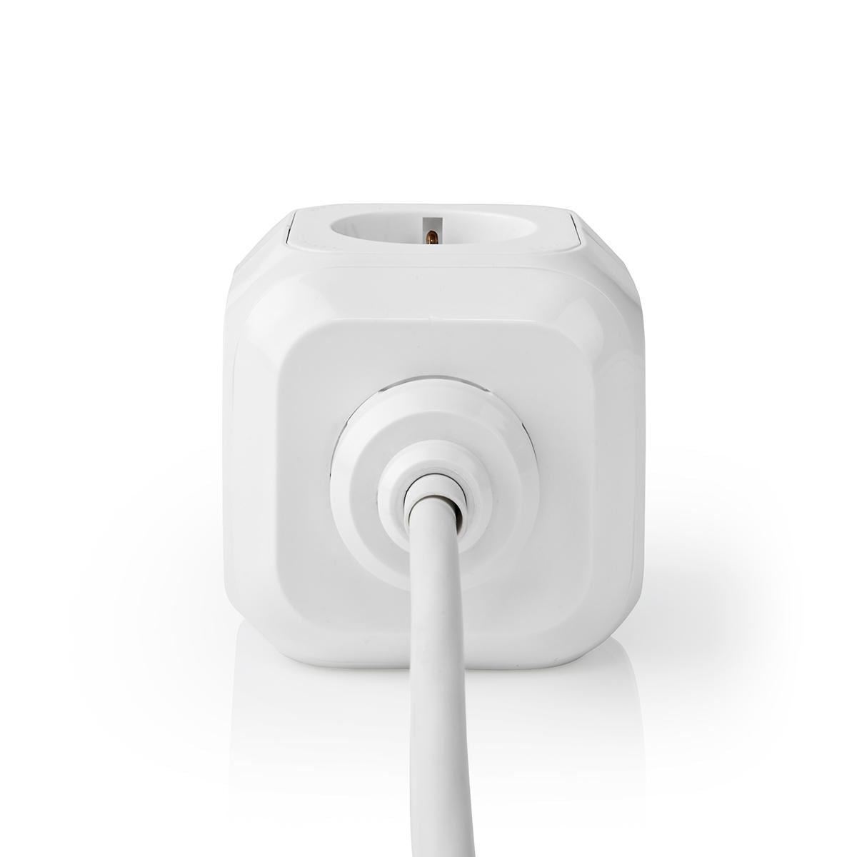 Nedis Extension Socket | Type F (CEE 7/7) | 4-Way | 1.50 m | 3680 W | 16 A | Kind of grounding: Side Contacts | 230 V AC 50/60 Hz | Socket angle: 90 ° | H05VV-F 3G1.5mm² | White