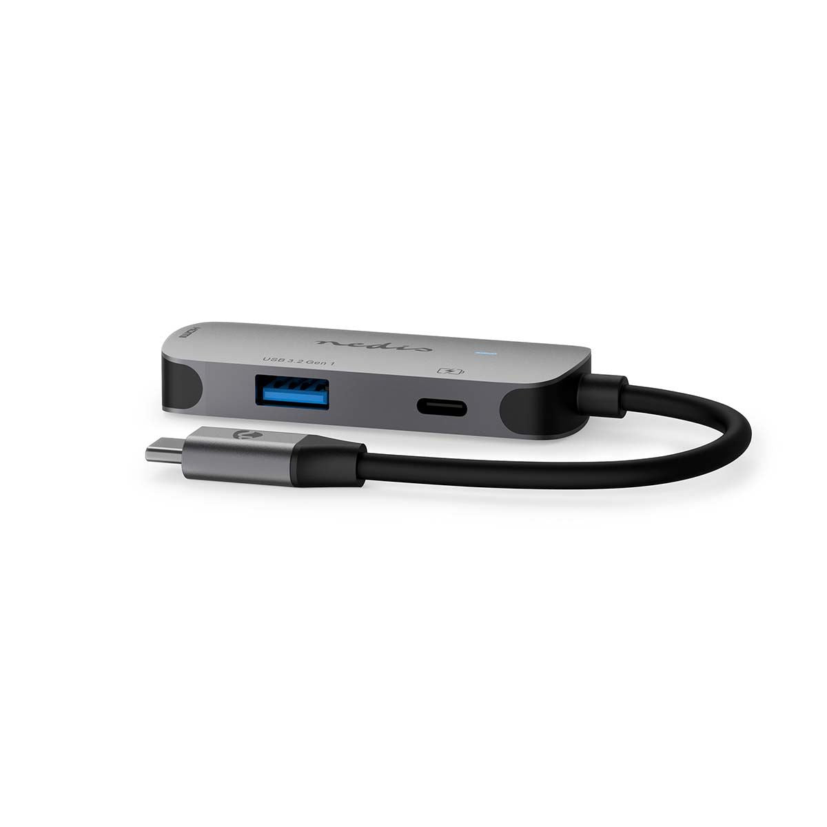 Nedis USB Multi-Port Adapter | USB 3.2 Gen 1 | USB-C™ Male | HDMI™ Output / USB-A Female / USB-C™ Female | 5 Gbps | 0.10 m | Round | Nickel Plated | PVC | Grey | Box