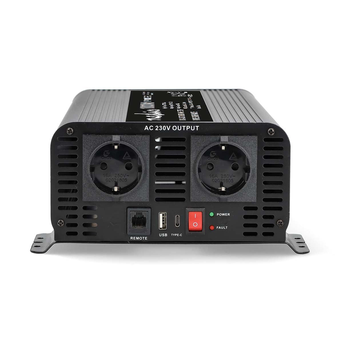 Nedis Power Inverter Pure Sine Wave | Input voltage: 12 V DC | Device power output connection(s): Type F (CEE 7/3) / USB-A / USB-C™ | 230 V AC 50 Hz | 1000 W | Peak power output: 2000 W | Screw Terminal | Pure Sine Wave | Fuse | Black