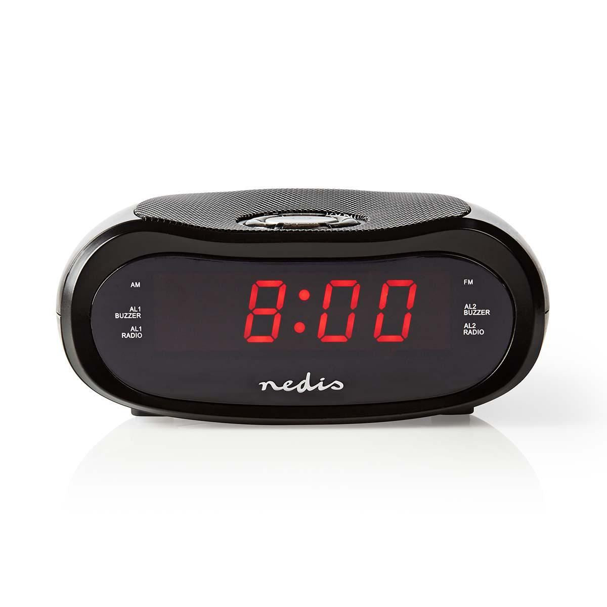 Nedis Digital Alarm Clock Radio | LED Display | AM / FM | Snooze function | Sleep timer | Number of alarms: 2 | Black