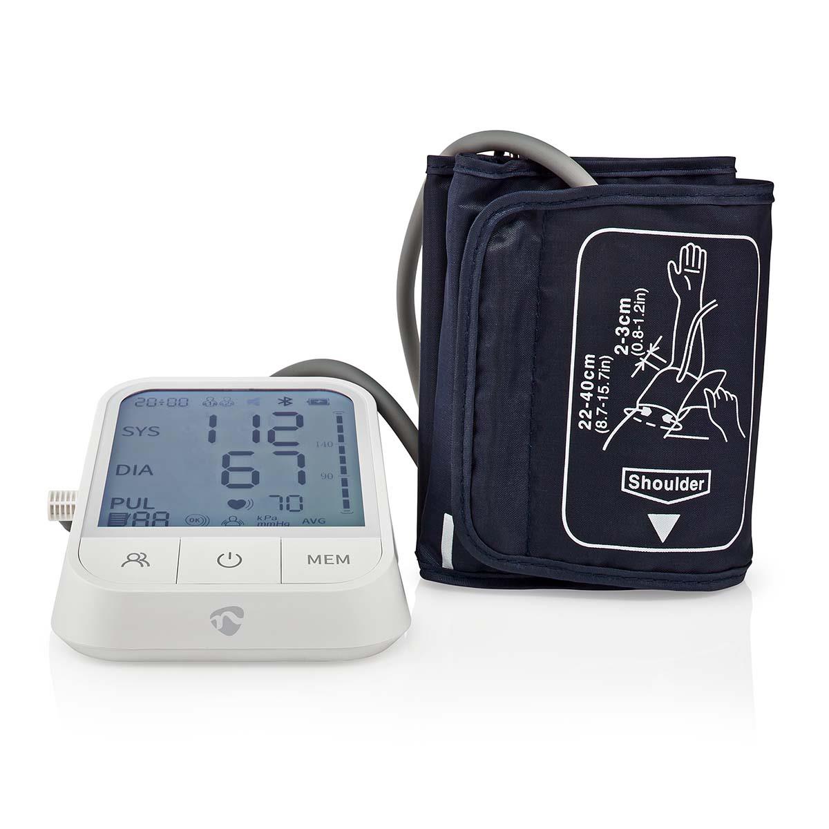 Nedis SmartLife Blood Pressure Monitor | Arm | Bluetooth® | LCD Display | 22 - 42 cm | Detection for cuff wearing / Irregular heartbeat detection / Keep still indication | White