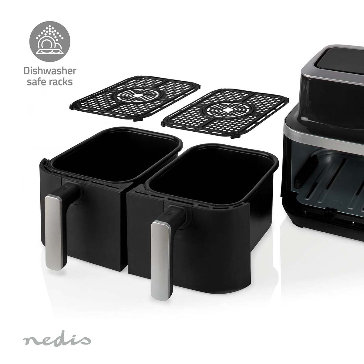 Nedis Hot Air Fryer | 2x4.2 l | Timer: 60 min | Number of preset programs: 10 | Digital