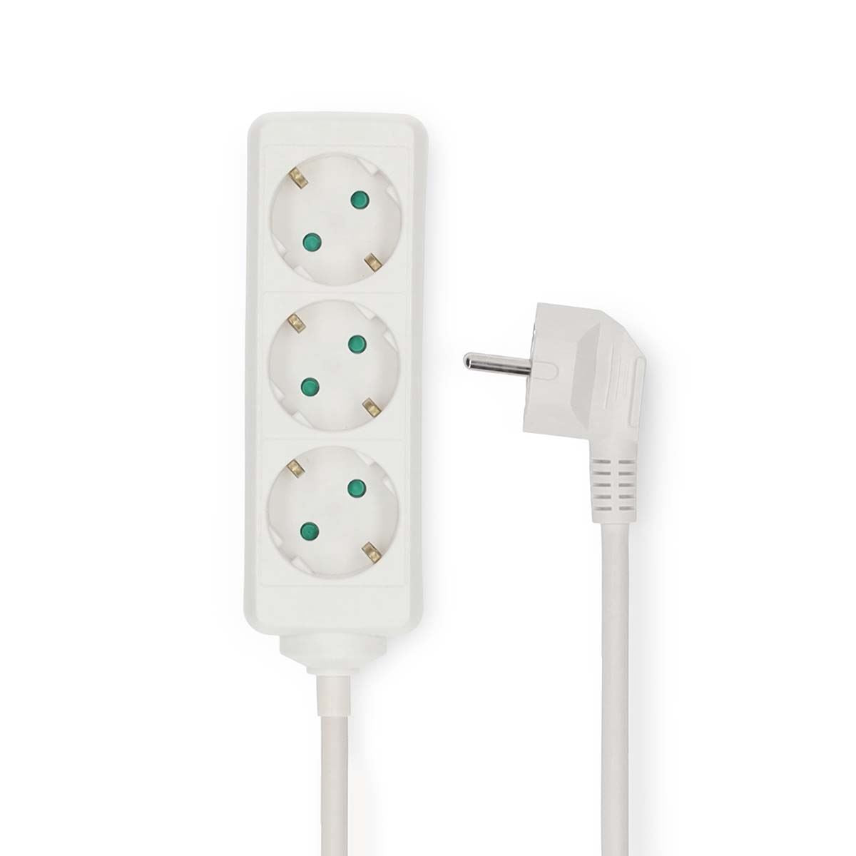 Nedis Extension Socket | Type F (CEE 7/7) | 3-Way | 5.00 m | 3680 W | 16 A | Kind of grounding: Side Contacts | 230 V AC 50/60 Hz | Socket angle: 45 ° | H05VV-F 3G1.5mm² | White