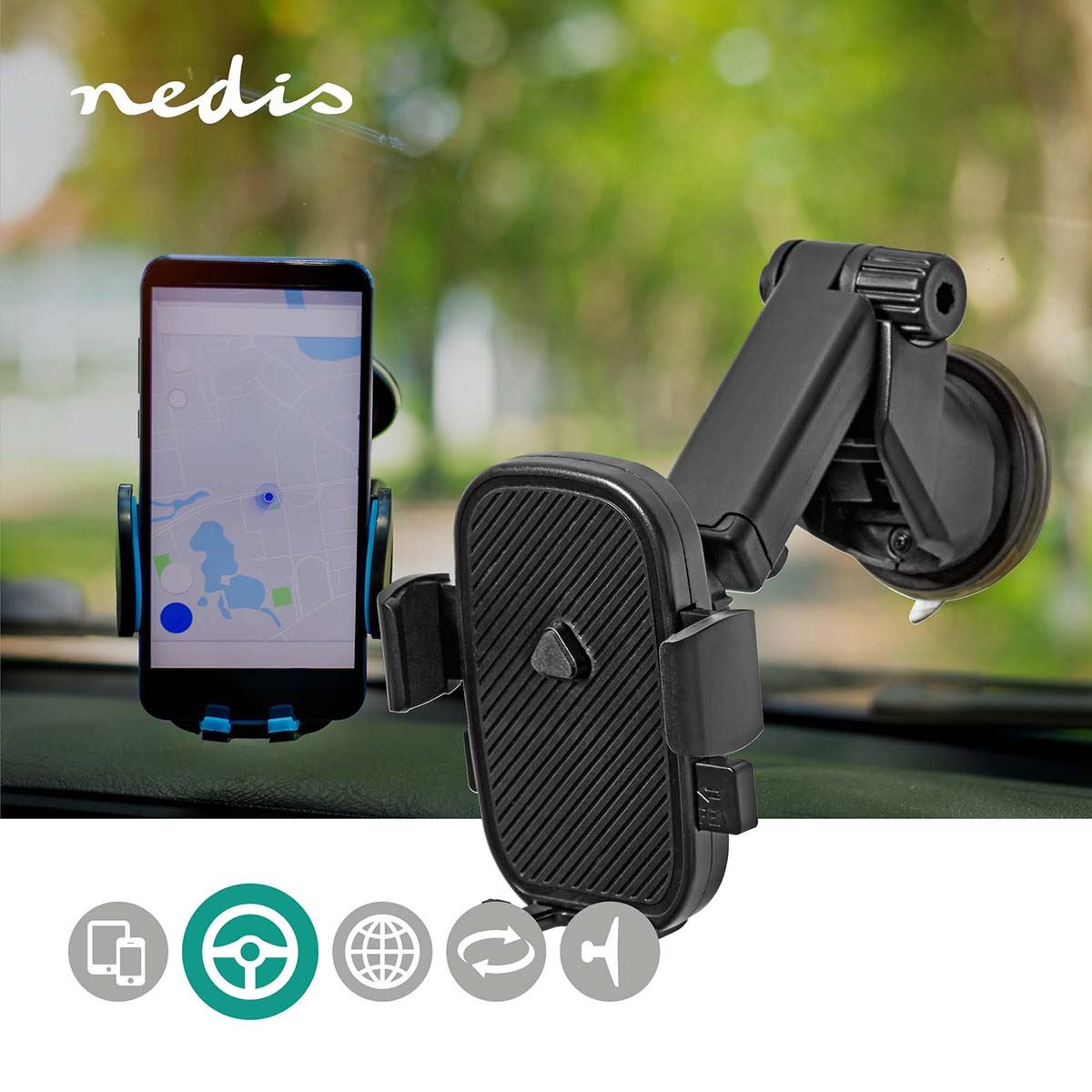 Nedis Smartphone Car Mount | Universal | Minimal screen size phone: 4.5 " | Maximum screen size: 7 " | Interactive