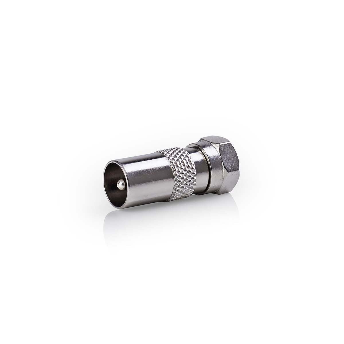 Nedis Satellite & Antenna Adapter | F Male | IEC (Coax) Male | Nickel Plated | 75 Ohm | Straight | Metal | Silver | 1 pcs | Box