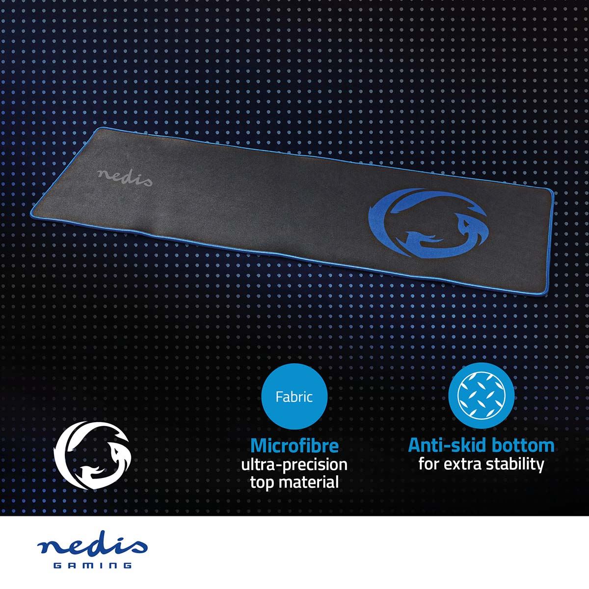 Nedis Gaming Mouse Pad | Microfiber / Rubber | Black