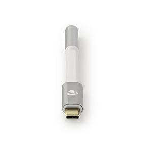 Nedis USB-C™ Adapter | USB 2.0 | USB-C™ Male | 3.5 mm Female | 0.08 m | Round | Gold Plated | Braided / Nylon | Silver / White | Cover Window Box