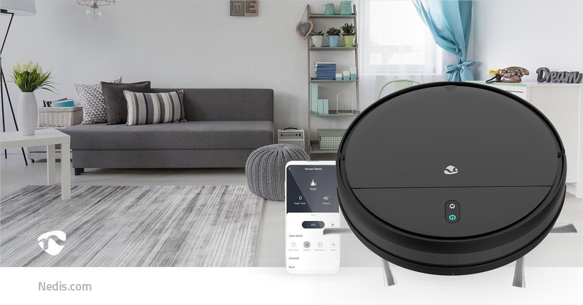 Nedis SmartLife Robot Vacuum Cleaner | Random | Wi-Fi | Capacity collection reservoir: 0.2 l | Automatic charging | Maximum operating time: 1.8 hrs | Black | Android™ / IOS