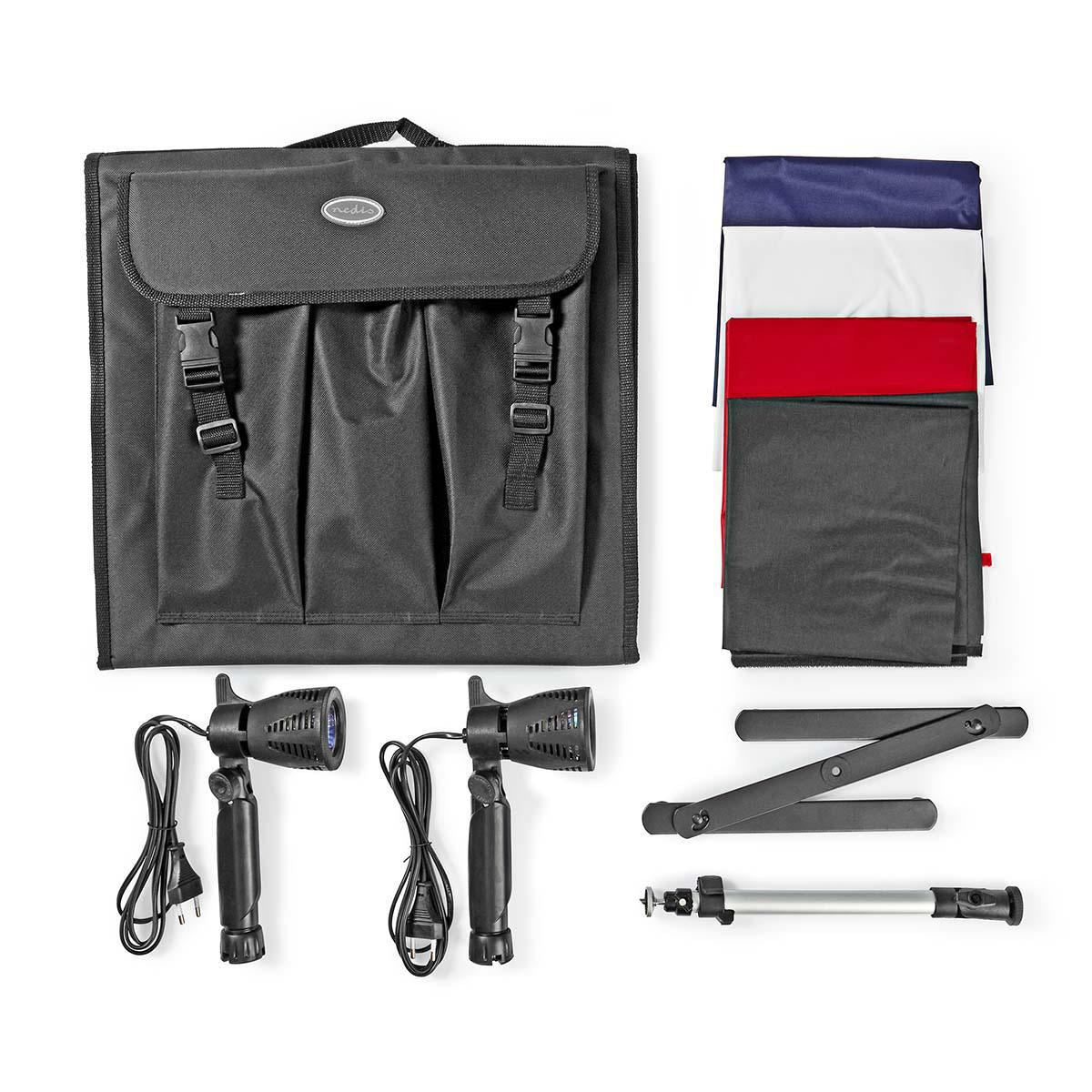 Nedis Portable Photo Studio Kit | 400 lm | Foldable | Backgrounds included | Travel bag included | Black