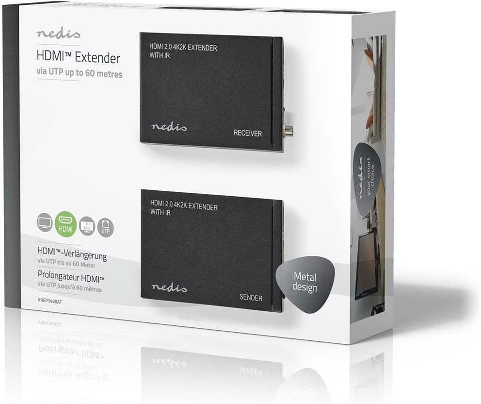 Nedis HDMI™ Extender | Over Cat6 | up to 60.0 m | 4K@60Hz | 18 Gbps | Metal | Anthracite