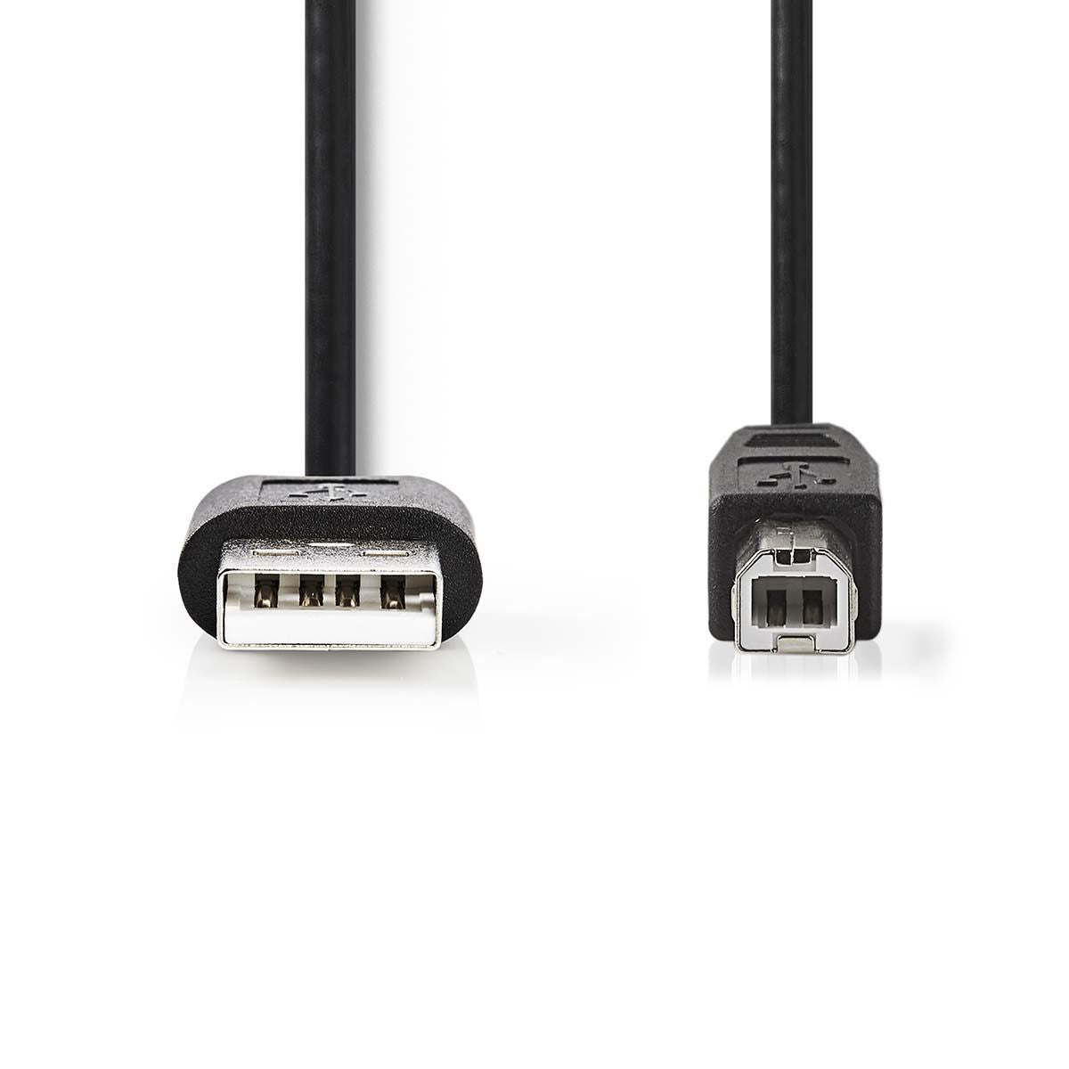 Nedis USB Cable | USB 2.0 | USB-A Male | USB-B Male | 480 Mbps | Nickel Plated | 2.00 m | Round | PVC | Black | Label | 12.349.472