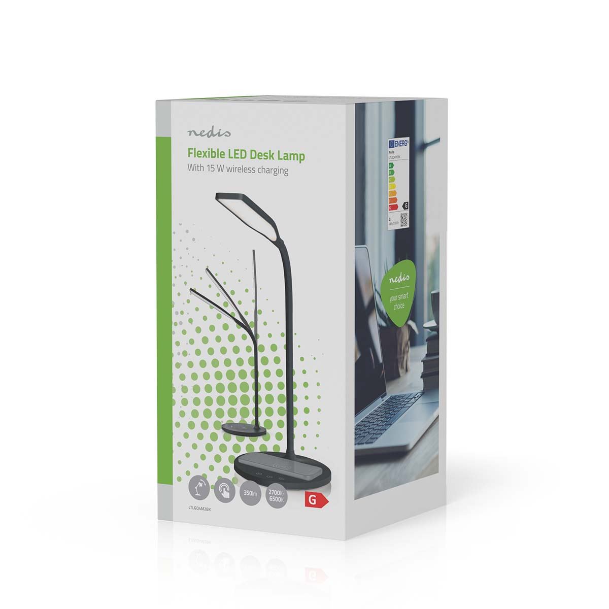 Nedis LED Lamp with Wireless Charger | Dimmer - On Product | LED / Qi | 15 W | With dimming | Cool White / Natural White / Warm White | 2700 - 6500 K