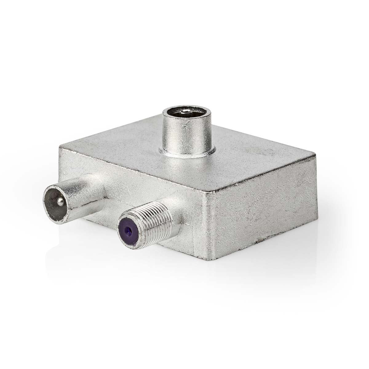 Nedis Satellite & Antenna Adapter | IEC (Coax) Female | F Female / IEC (Coax) Male | Nickel Plated | 75 Ohm | Straight | Metal | Metal / Silver | 1 pcs | Box
