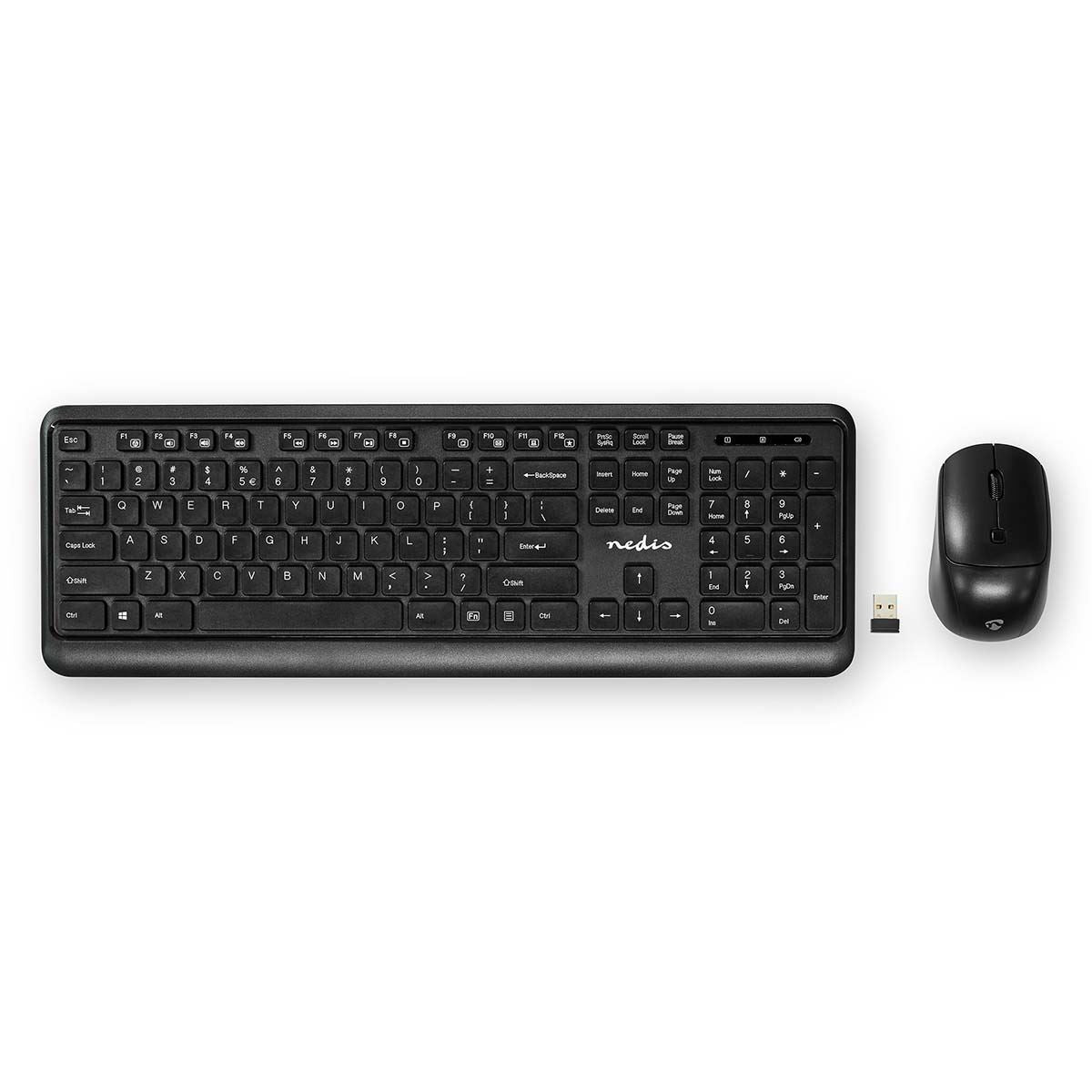 Nedis Mouse and Keyboard Set | Wireless | Mouse and keyboard connection: USB | 800 / 1200 / 1600 dpi | Adjustable DPI | QWERTY | US Layout